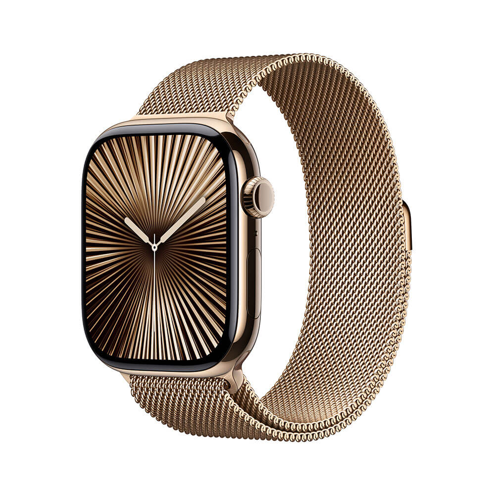 Apple Watch Serise 10 Cell 42mm Gold Titanium Case Milanese Loop price comparison Qatar – cheapest at Noon