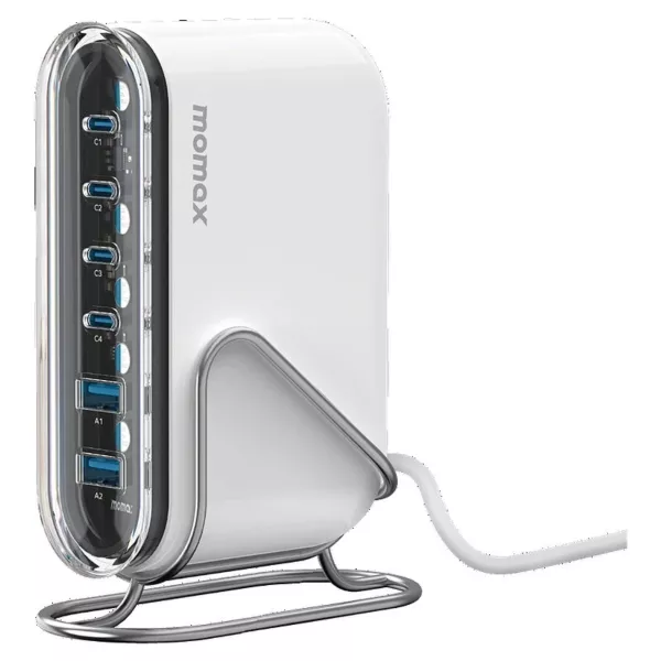 Momax 1-Charge Flow Plus PD 120W 6-Port GaN Desktop Charger - White