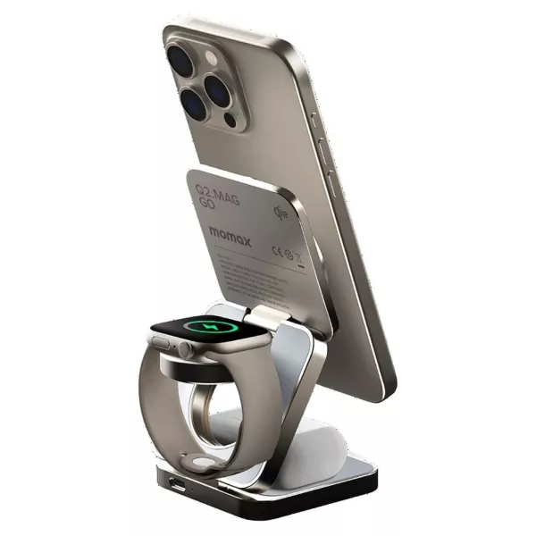 Momax Q2 Mag Go Qi2 15W 3-in-1 Magnetic Wireless Charging Stand - Black