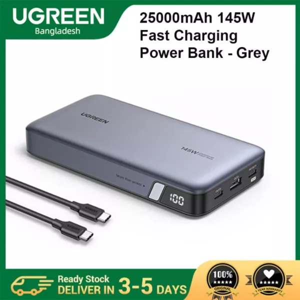 UGreen 25000mAh 145W Two-way Fast Charging Power Bank - Gray