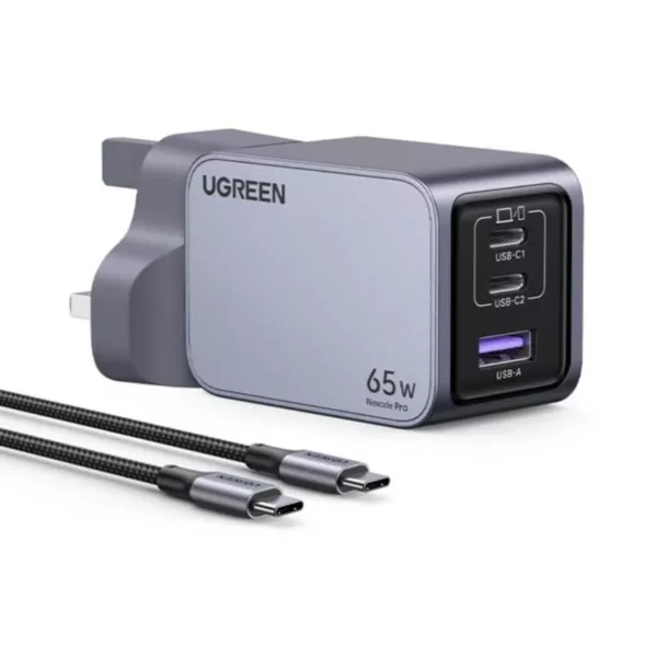 UGreen Robot GaN Fast Charger 65W Gray UK Plug