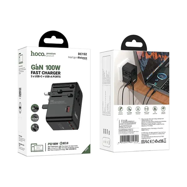 Hoco 100W PD QC3.0 Charger with EU, US/AUS and UK Plugs
