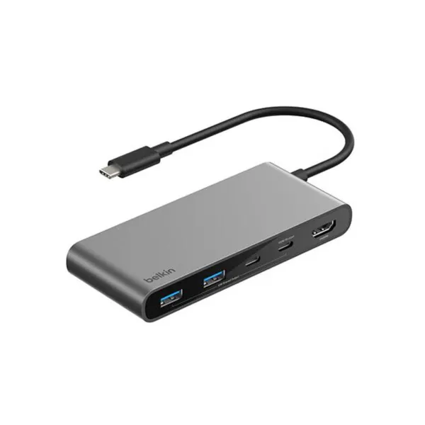 Belkin 7 in 1 USB-C Hub with Dual USB-C Ports, 100W - Silver