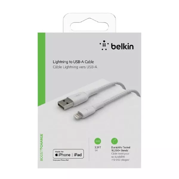 Belkin USB-A TO Lightning Cable - Ultra Soft Sil (1m) White
