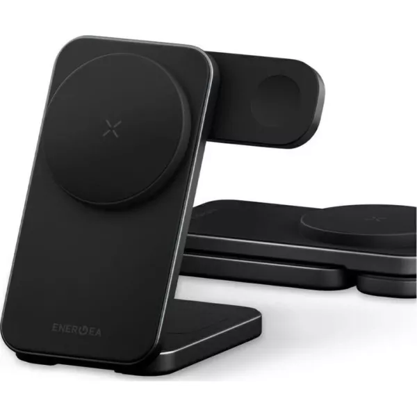 Energea ThermoCool Wireless Charger with Retractable Cable - Gunmetal