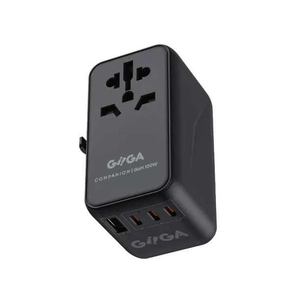 محول السفر GIIGA Companion 100 واط 2USBA 2USBC PD QC - اللون: أسود