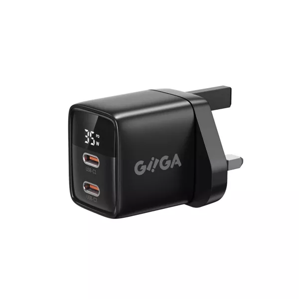 شاحن GIIGA Companion Dual USBC 35W GAN3 PD المدمج - أسود