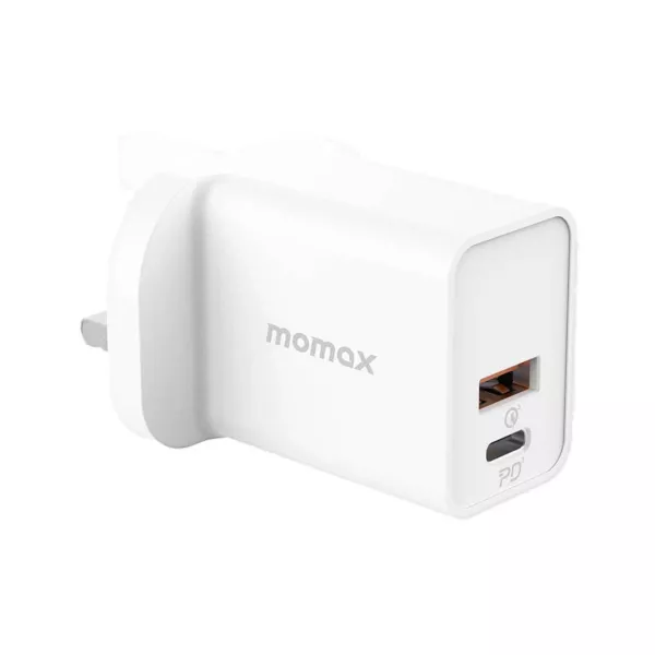 Momax OnePlug 30W PD Dual Output UK Wall Charger - White