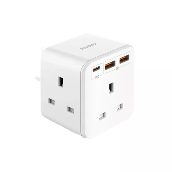 Momax OnePlug 3 Outlet Cube Extension w/USB - White