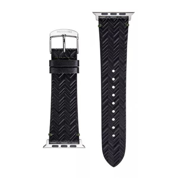 Missoni Apple Watch 42-44mm Leather Ardillon Buckle Strap - Black