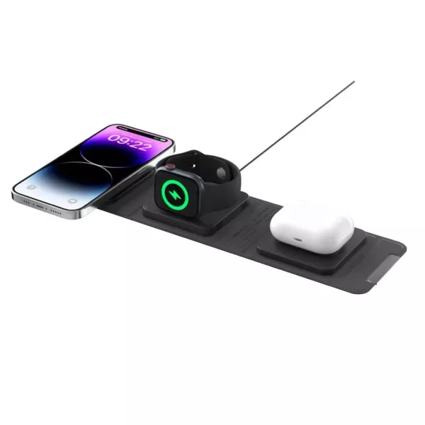 SwitchEasy TrioCharge 3-in-1 Foldable Wireless Charger - Black