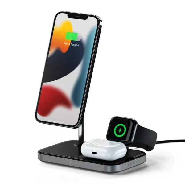 Satechi Magnetic 3in1 Wireless Charging Stand - Gray