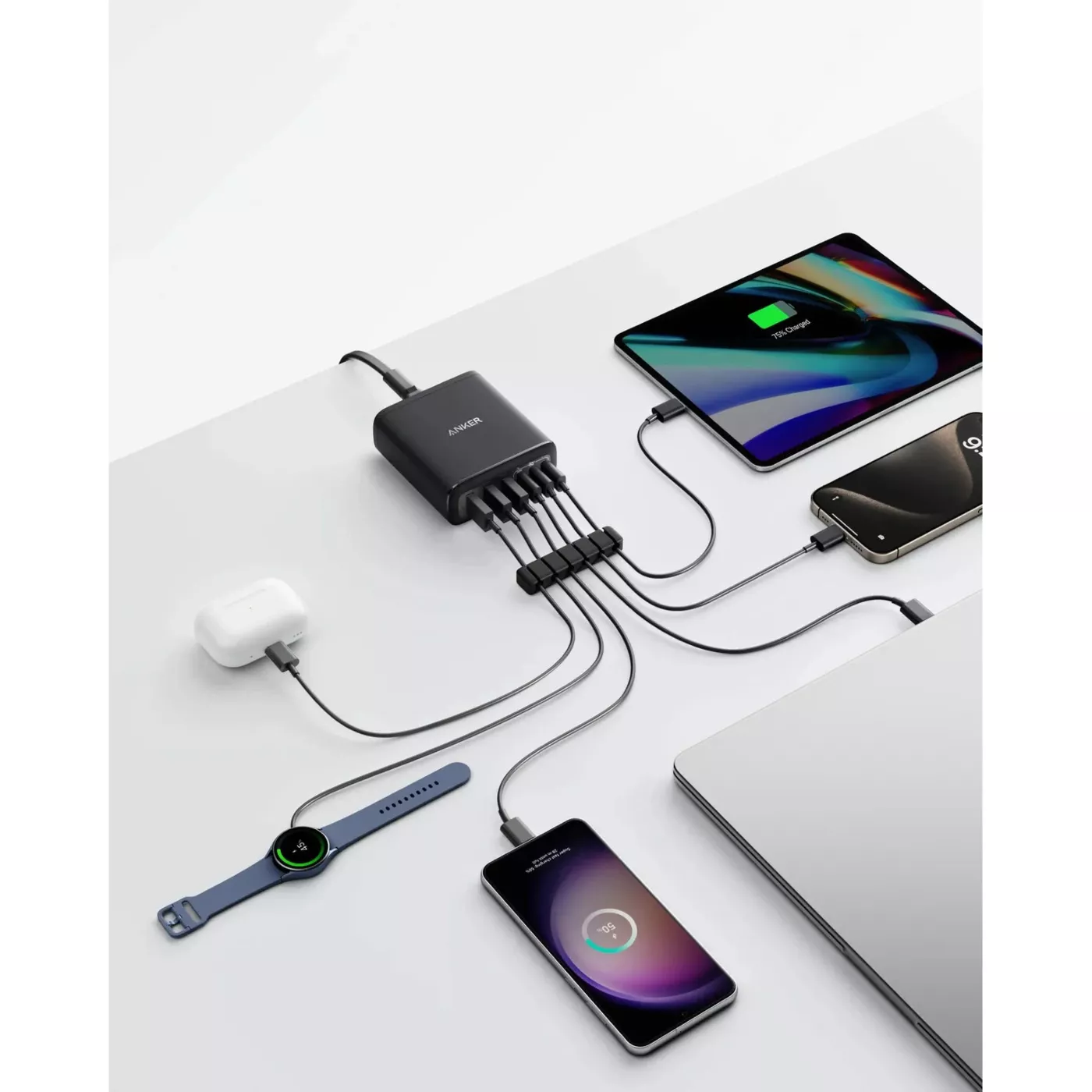 Anker Charger Hub (112W, 6 Ports, GaN) - Black