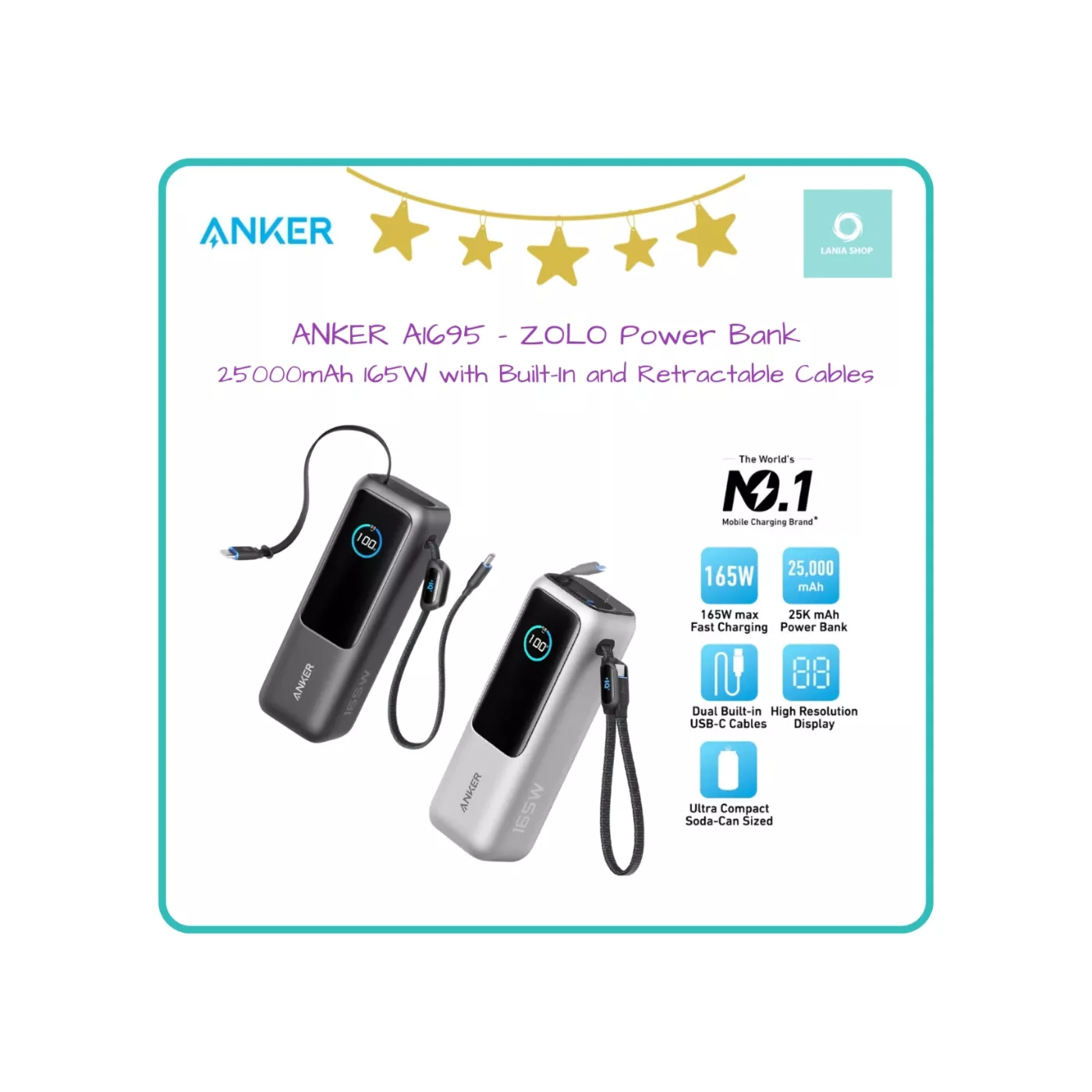 Anker Zolo Power Bank ( with Retractable Cable)