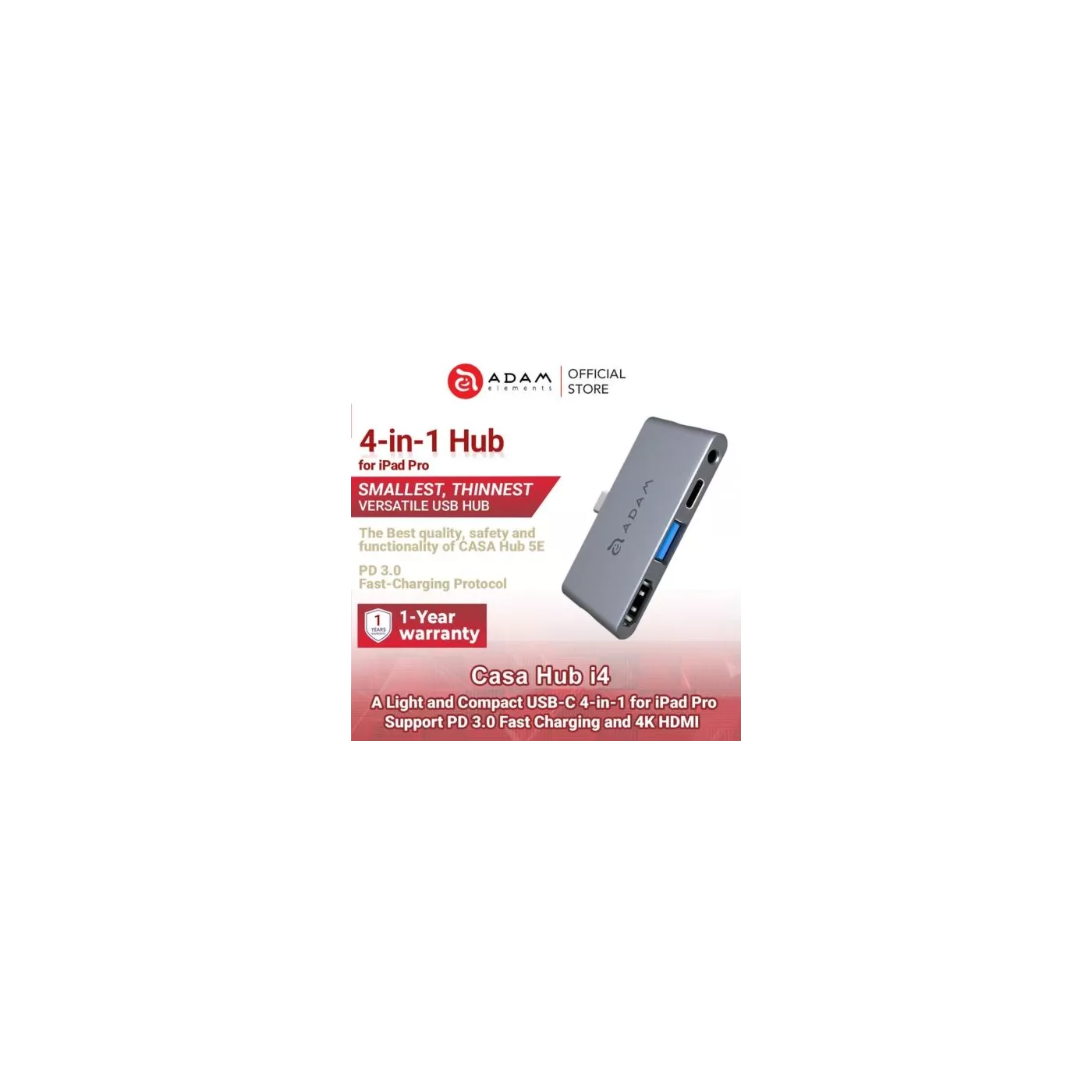 Adam Elements Casa Hub i4 USB-C 4-in-1 Hub for iPad Pro
