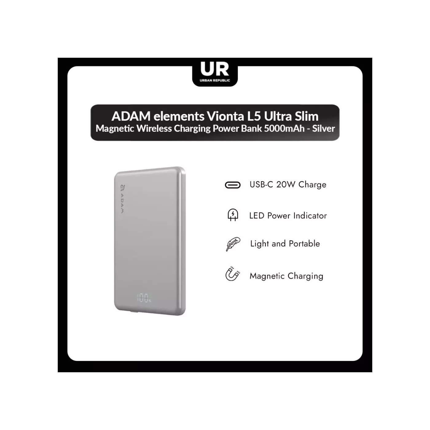 Adam Elements L5 Ultra Slim Charging Power Bank 5K