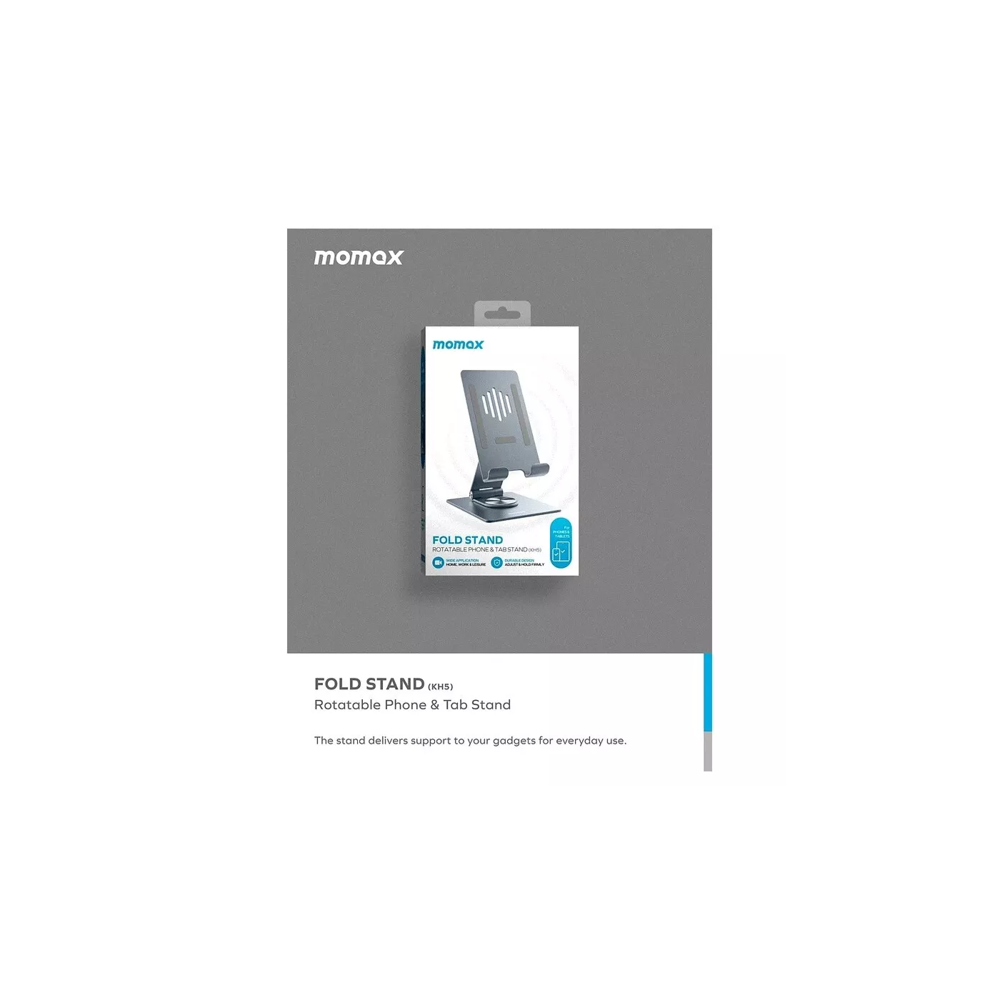 Momax Fold Stand Rotatable Phone & Tablet Stand - Gray