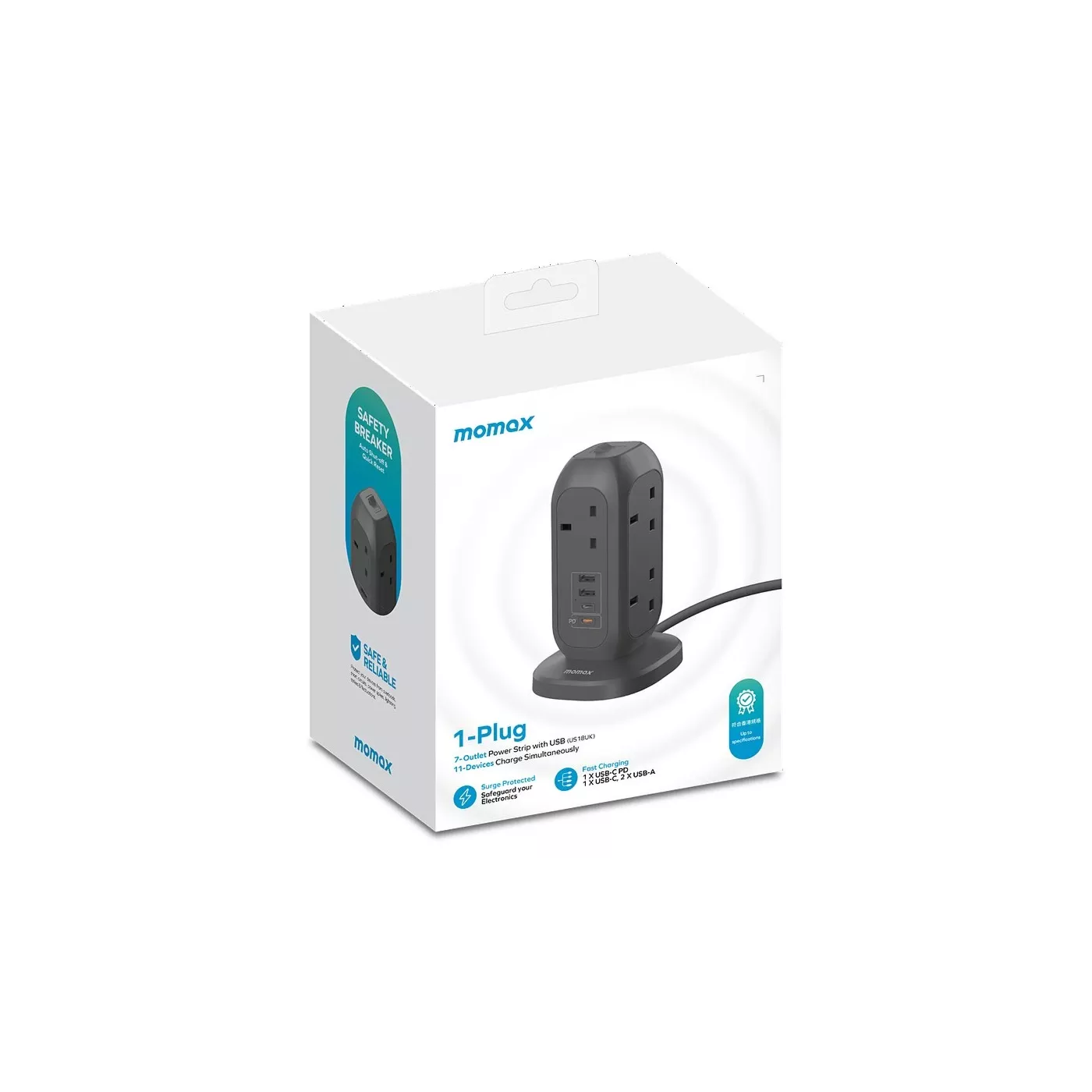 Momax OnePlug 7-Outlet Power Strip with USB
