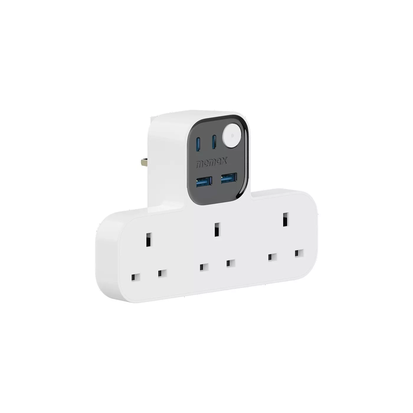 Momax 1-Charge Work Flow T-Shaped Extension 3-Socket with USB - White