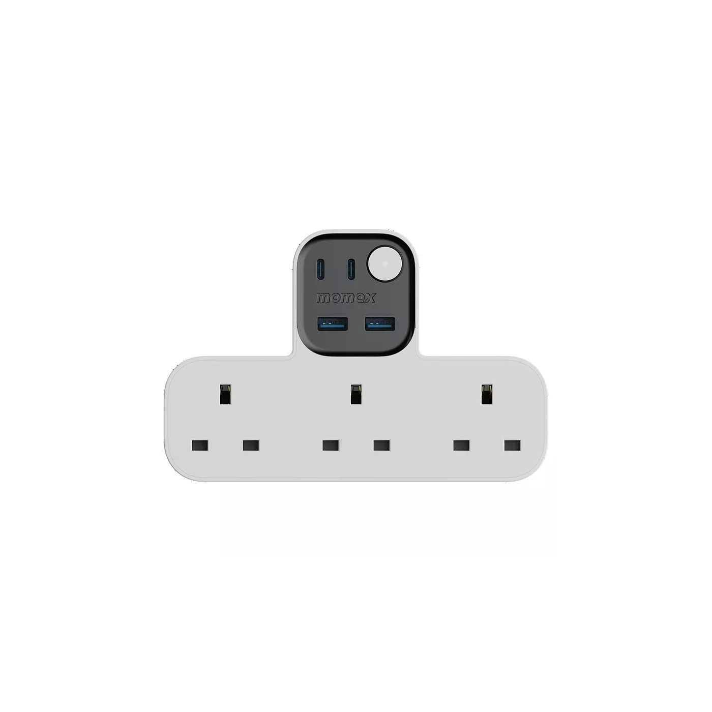 Momax 1-Charge Work Flow T-Shaped Extension 3-Socket with USB - White