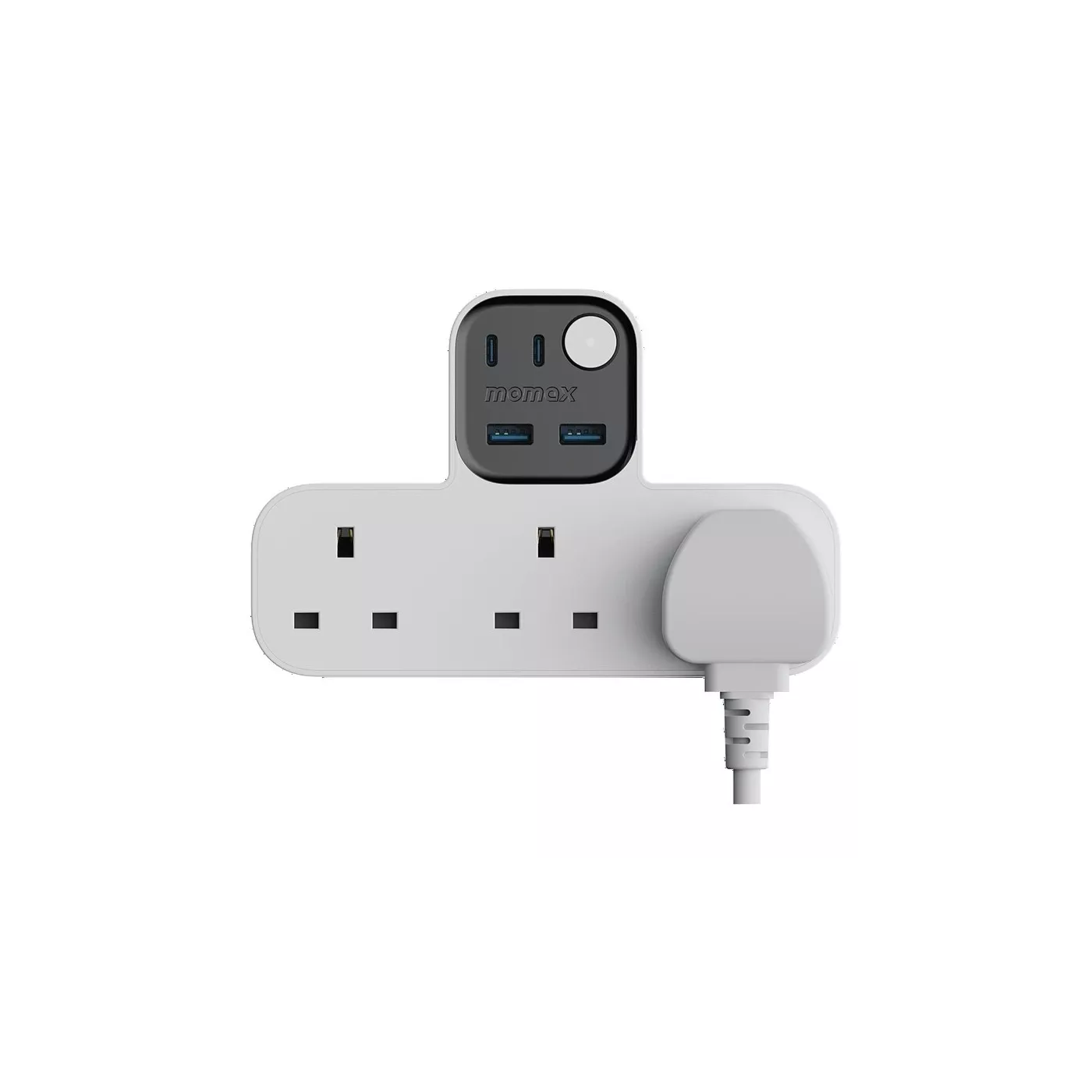 Momax 1-Charge Work Flow T-Shaped Extension 3-Socket with USB - White