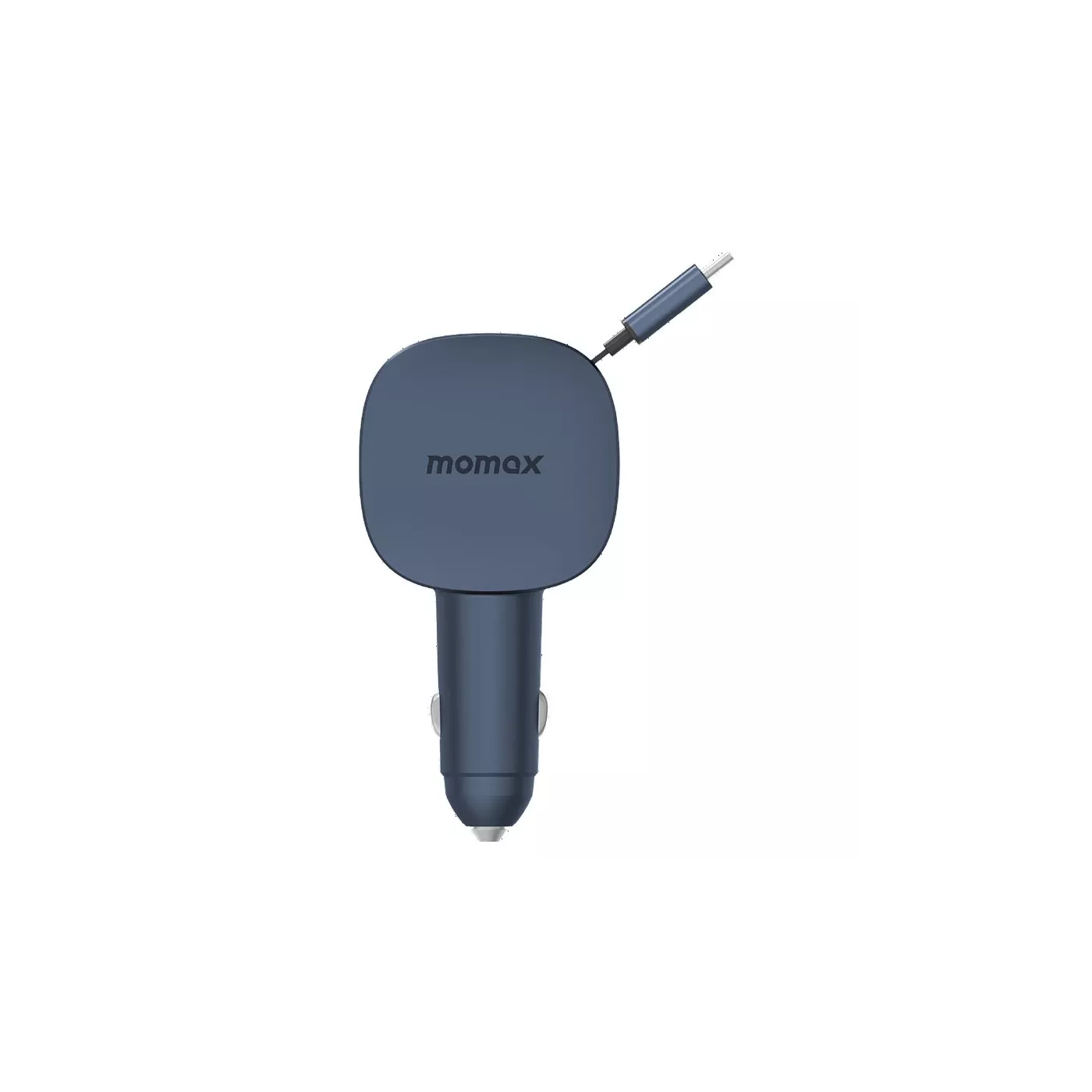 Momax 1-Move+ 60W 2-Port Car Charger with Built-in Retractable Cable - Gray