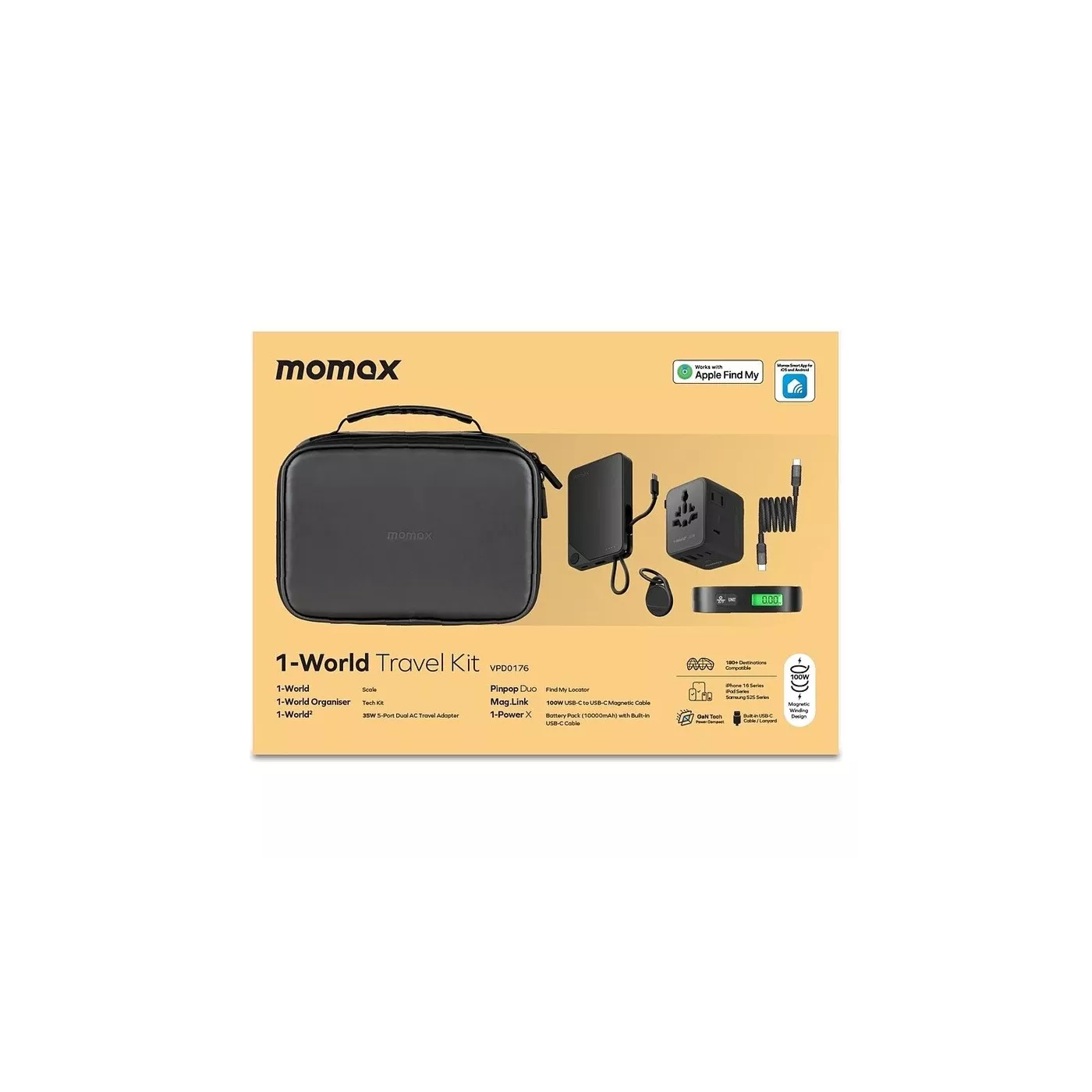 Momax Bundle Set (Travel Adapter + Charger + Cable + Power Bank + Power Strip)