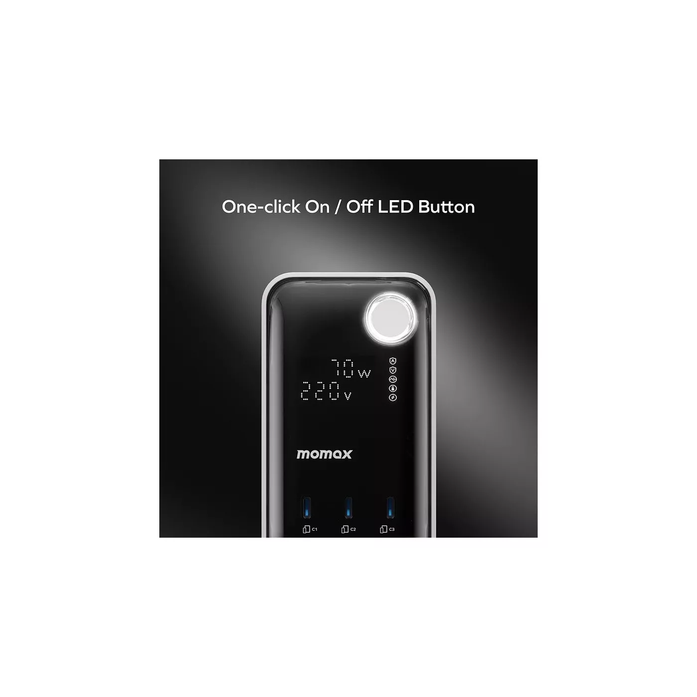 Momax 1-Charge 70W 6-Outlet Digital Display Power Tower with USB - White
