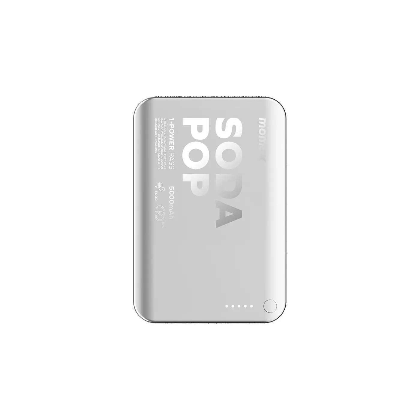 Momax 1-Power Pass 5000mAh Magnetic Wireless Battery Pack - Silver