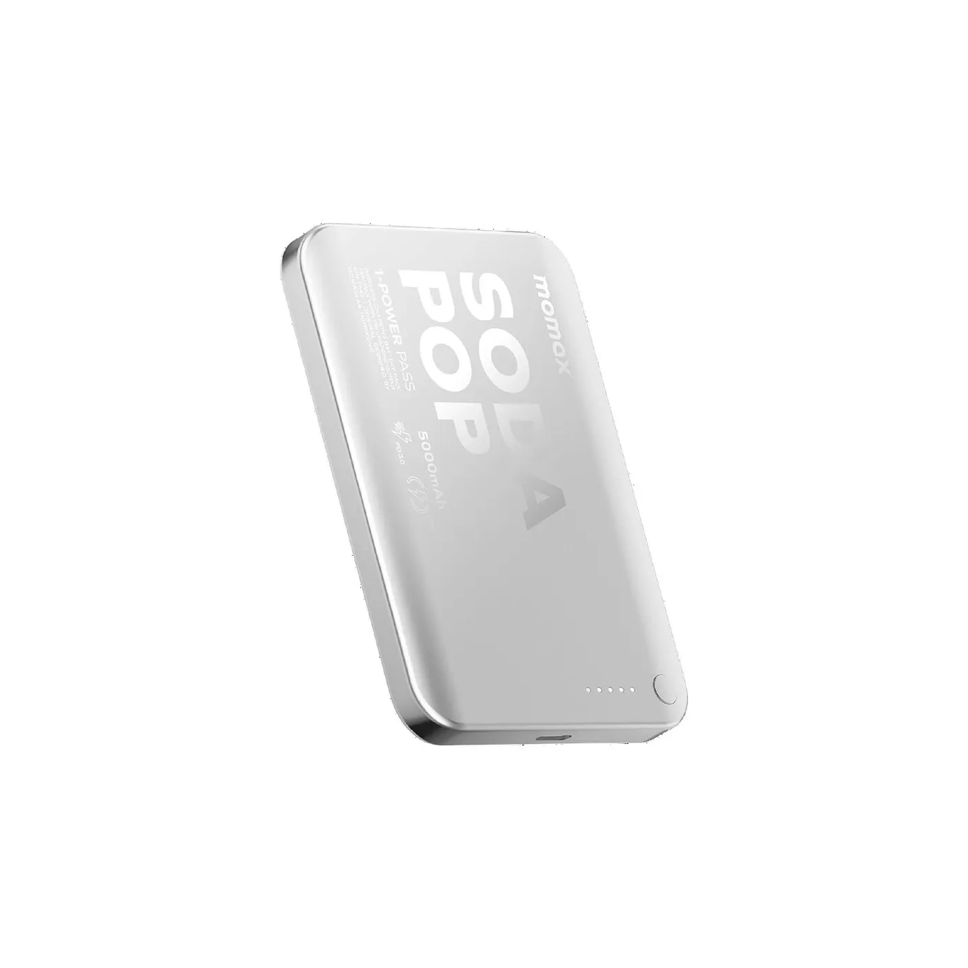 Momax 1-Power Pass 5000mAh Magnetic Wireless Battery Pack - Silver