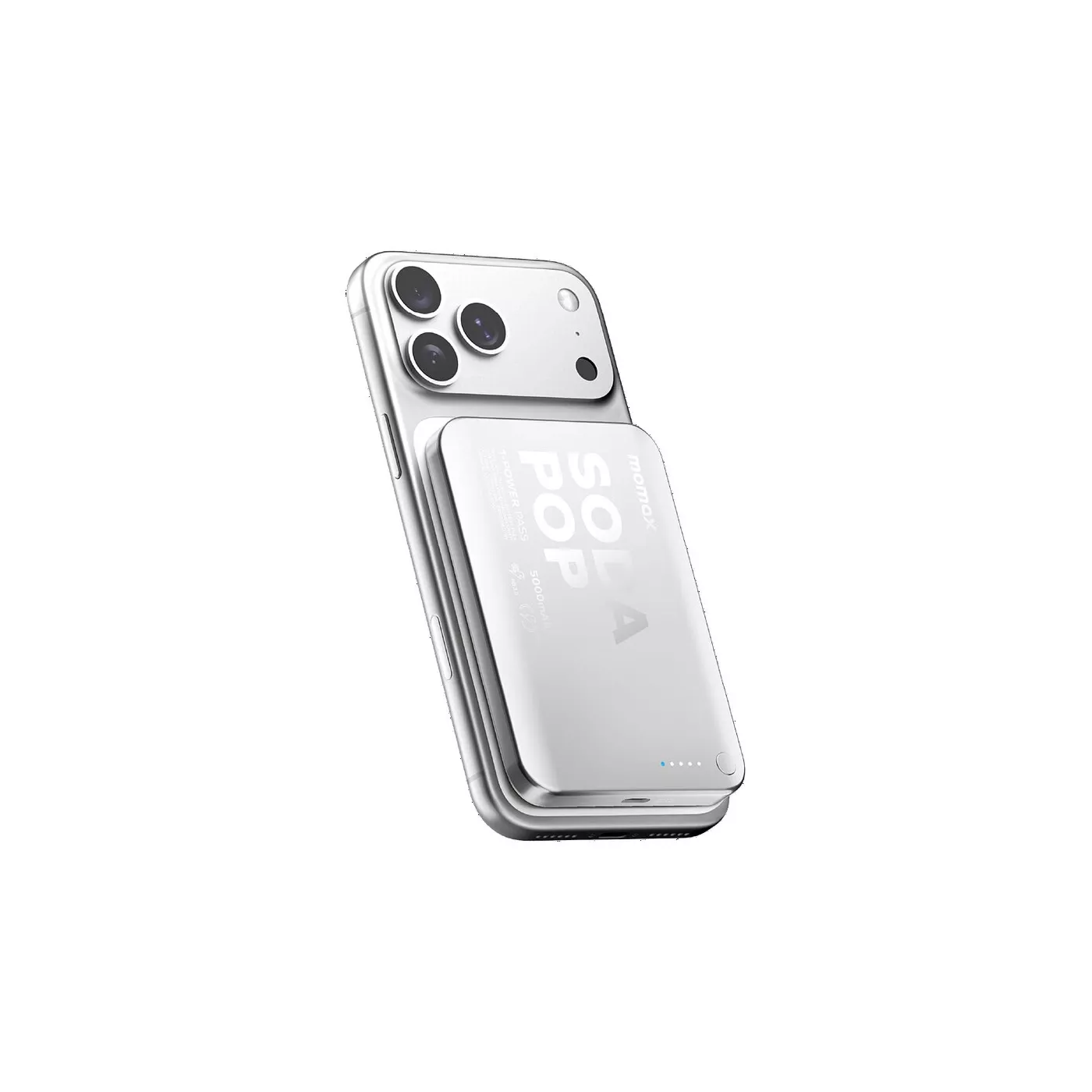 Momax 1-Power Pass 5000mAh Magnetic Wireless Battery Pack - Silver