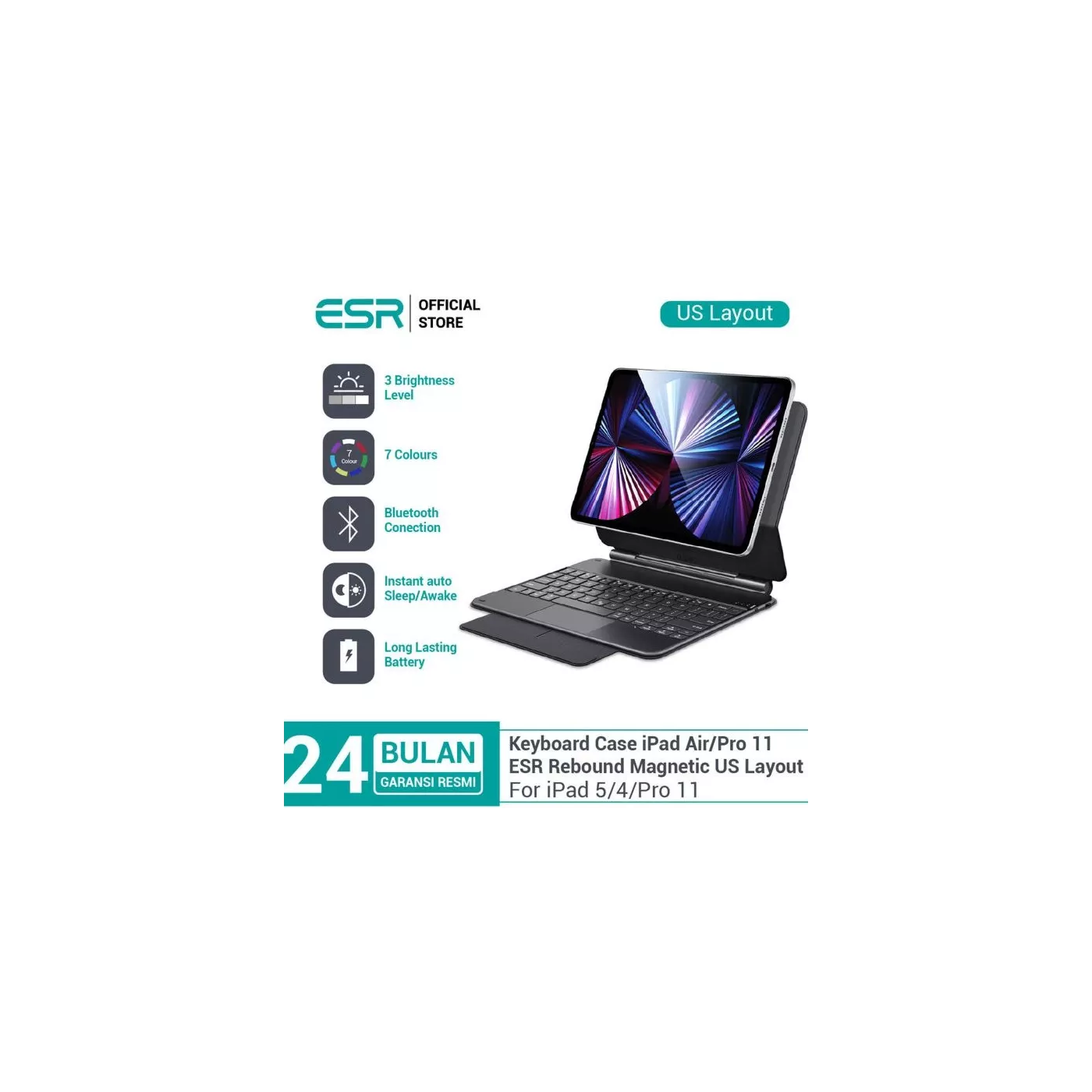 ESR Rebound Mag Keyboard (US) Case 11-inch iPad Air/ Pro 11 Black