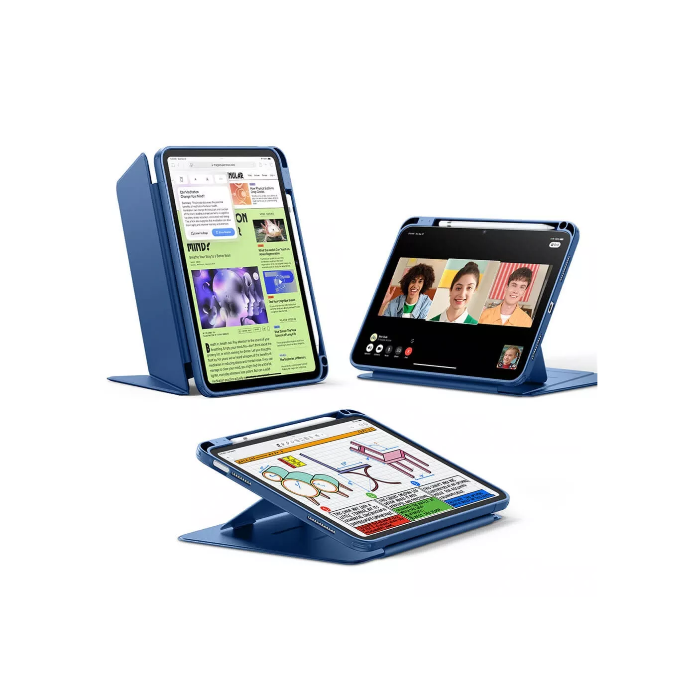 ESR Flip iPad 11Gen/10.9 Hybrid Pencil Holder Case - Blue