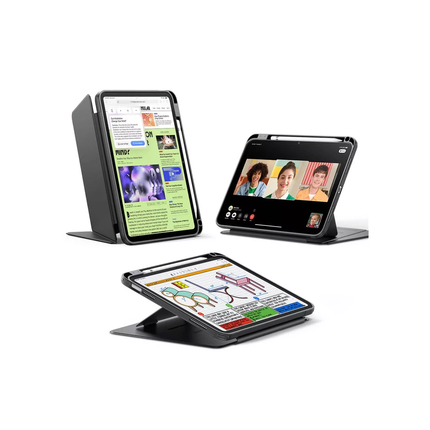 ESR Flip Magnetic Case with Pencil Holder for iPad(A16)-Black