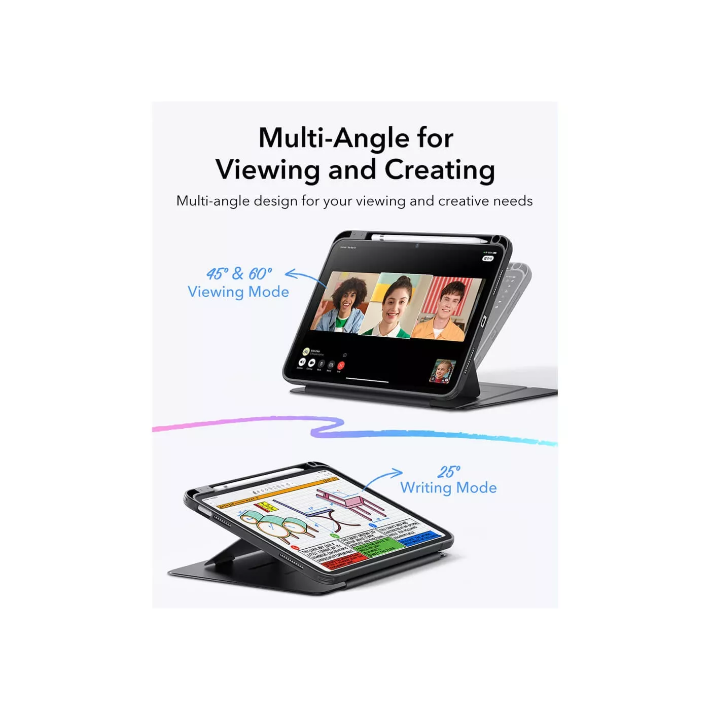 ESR Flip Magnetic Case with Pencil Holder for iPad(A16)-Black