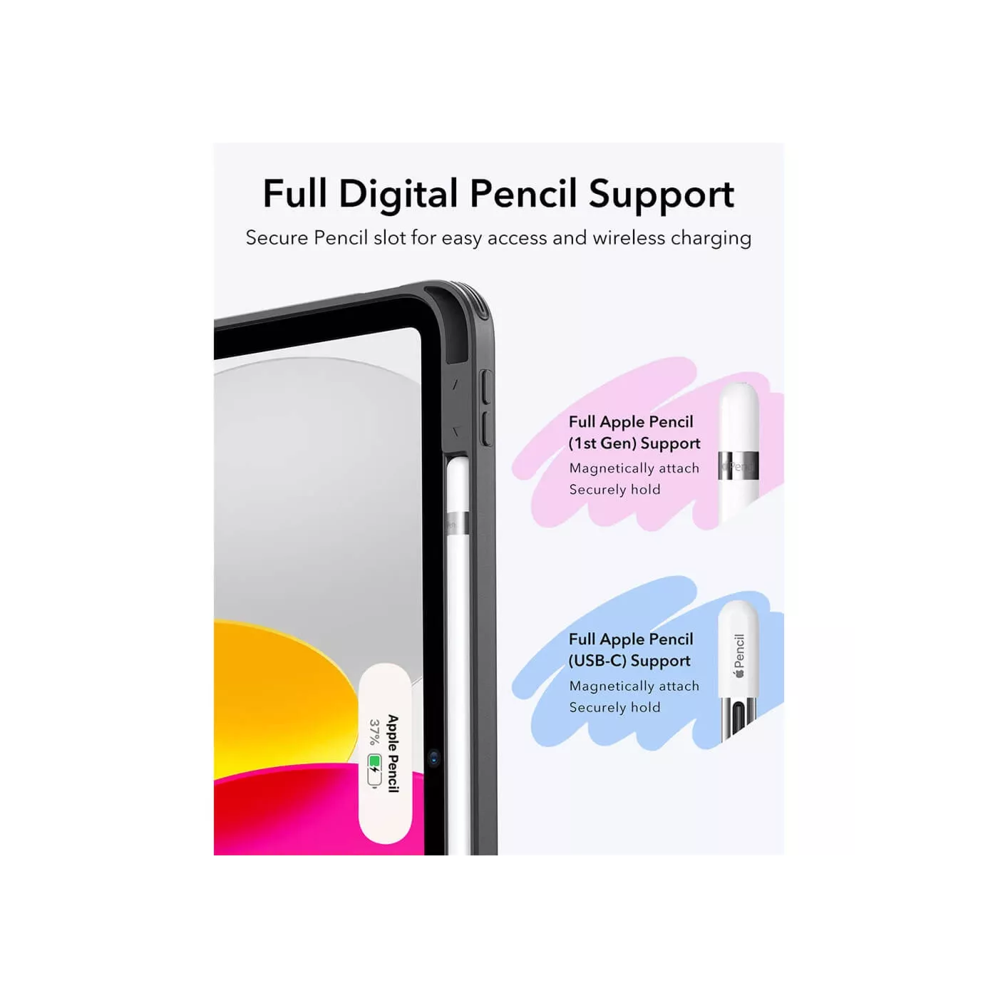 ESR Flip Magnetic Case with Pencil Holder for iPad(A16)-Black