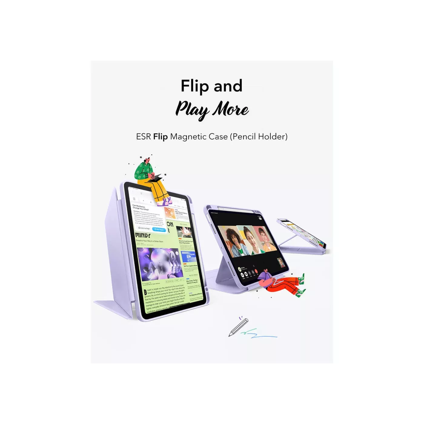 ESR Flip Magnetic Case with Pencil Holder for 11-inch iPad Air Purple
