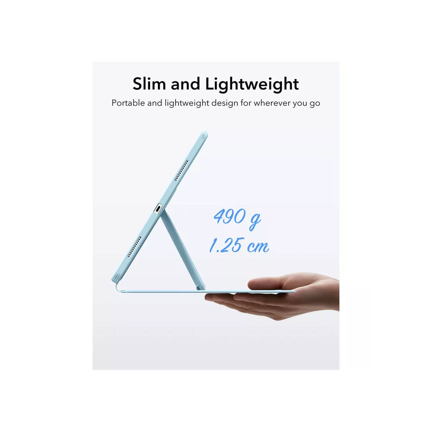 ESR Flip Magnetic Case with Pencil Holder for 13-inch iPad Air M3 Sky Blue