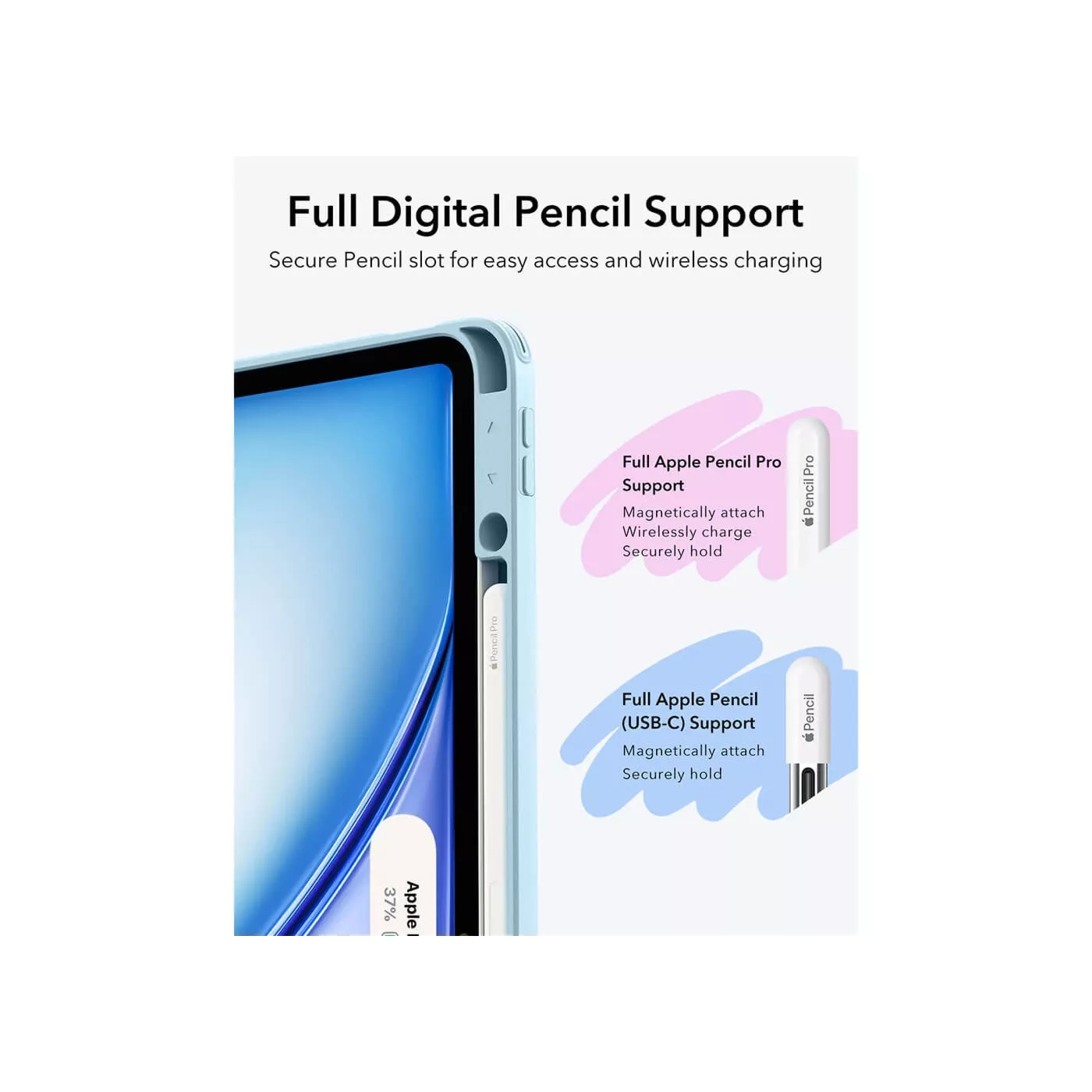 ESR Flip Magnetic Case with Pencil Holder for 13-inch iPad Air M3 Sky Blue