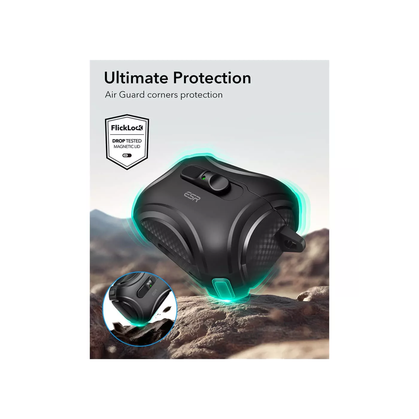 ESR Cyber FlickLock Magnetic Case for AirPods Pro 3 - Black