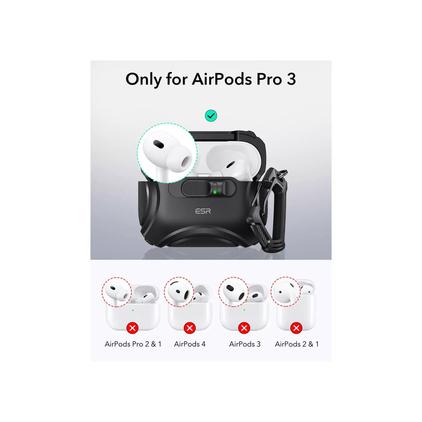 ESR Cyber FlickLock Magnetic Case for AirPods Pro 3 - Black
