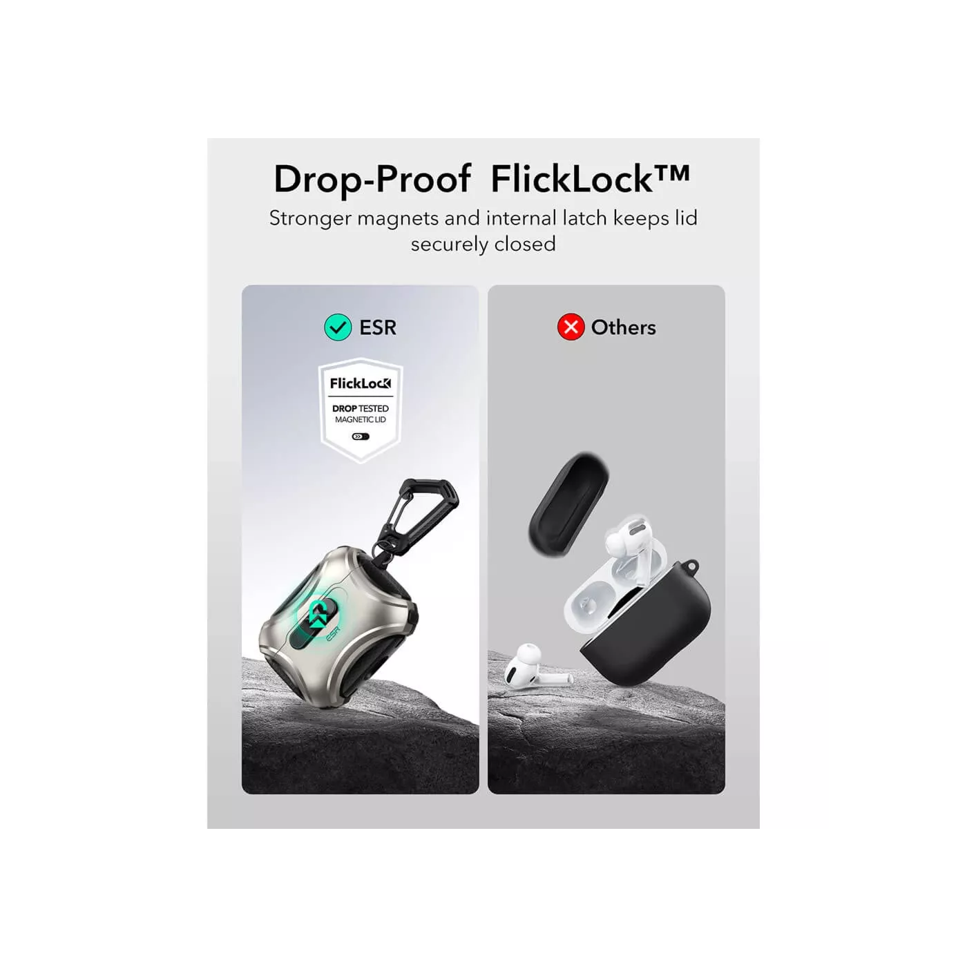 ESR Cyber FlickLock Magnetic Case for AirPods Pro3 - Titanium