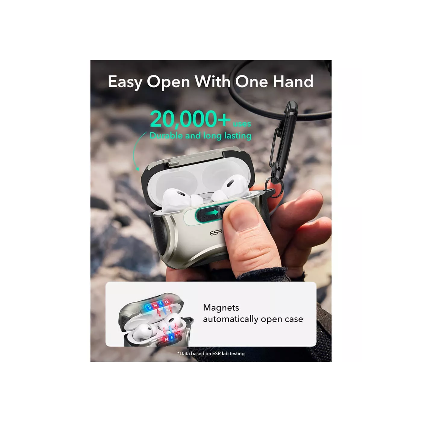 ESR Cyber FlickLock Magnetic Case for AirPods Pro3 - Titanium