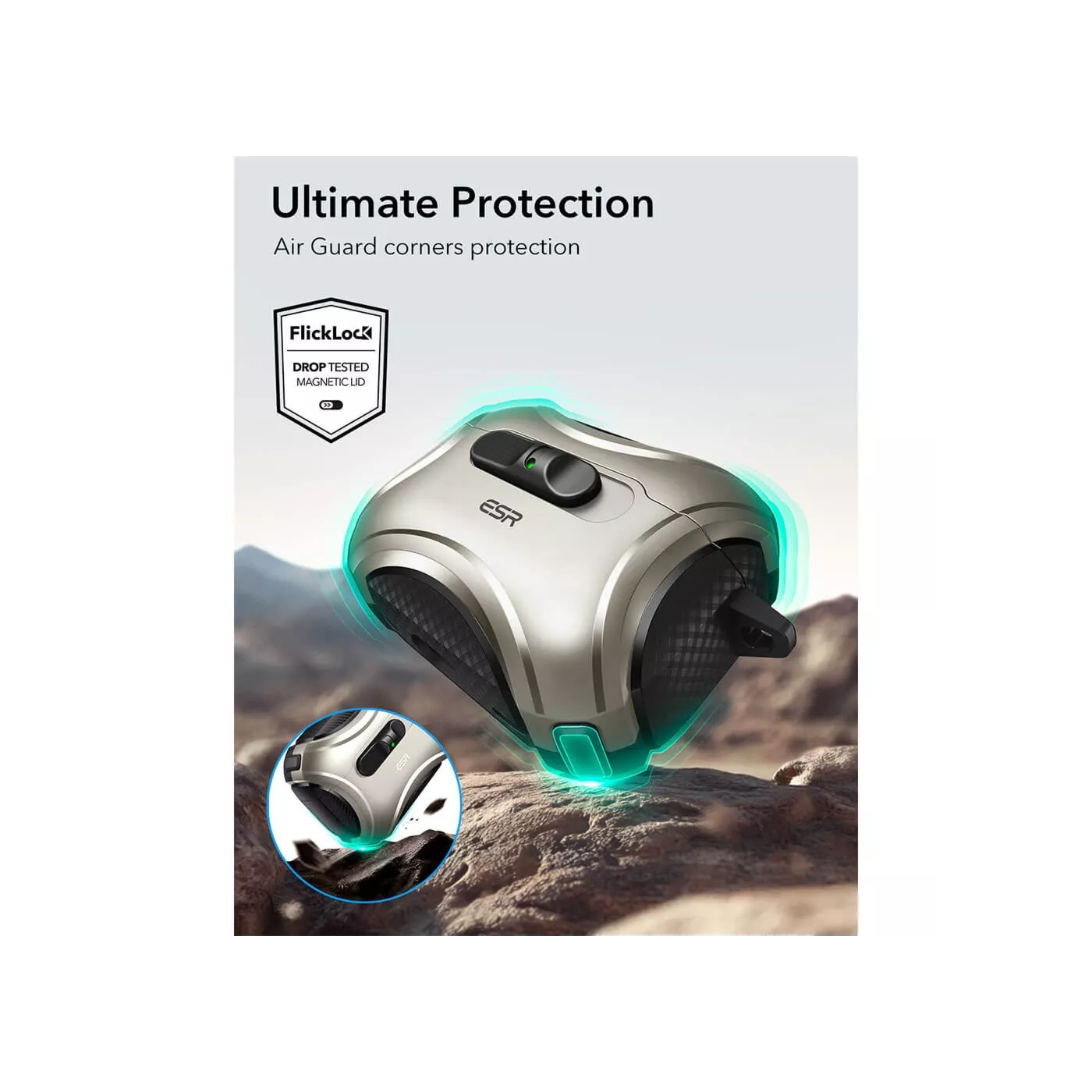 ESR Cyber FlickLock Magnetic Case for AirPods Pro3 - Titanium