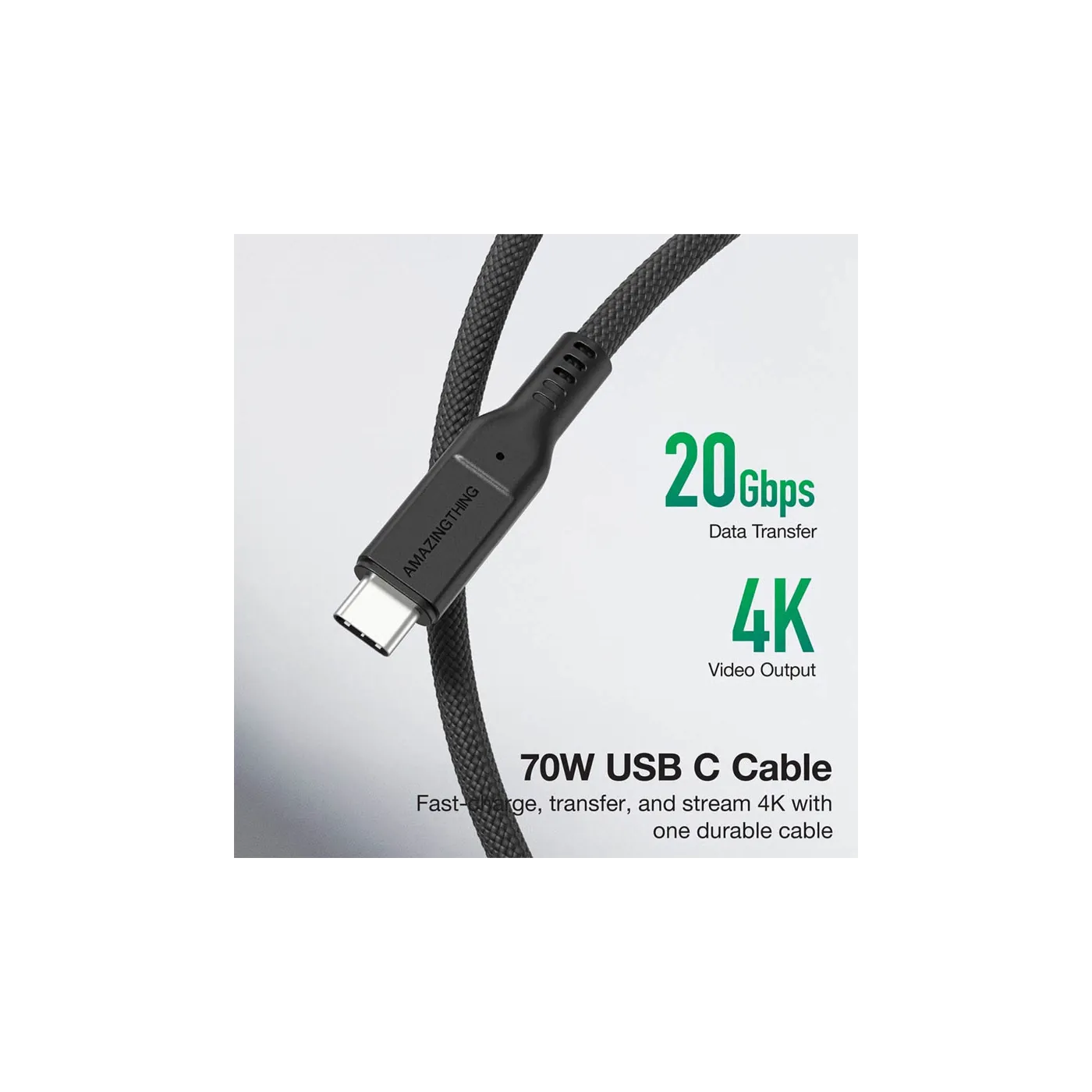 AT Thunder Pro 7X 70W 4K USB-C to C Cable 1m - Black