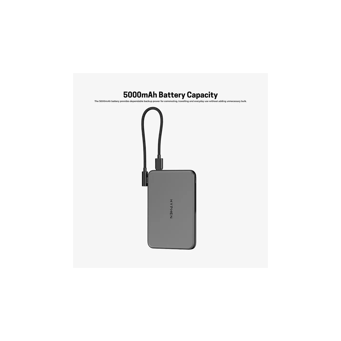 HYPHEN MOWA 2 بطارية متنقلة MagSafe بسعة 10000 mAh - رمادي