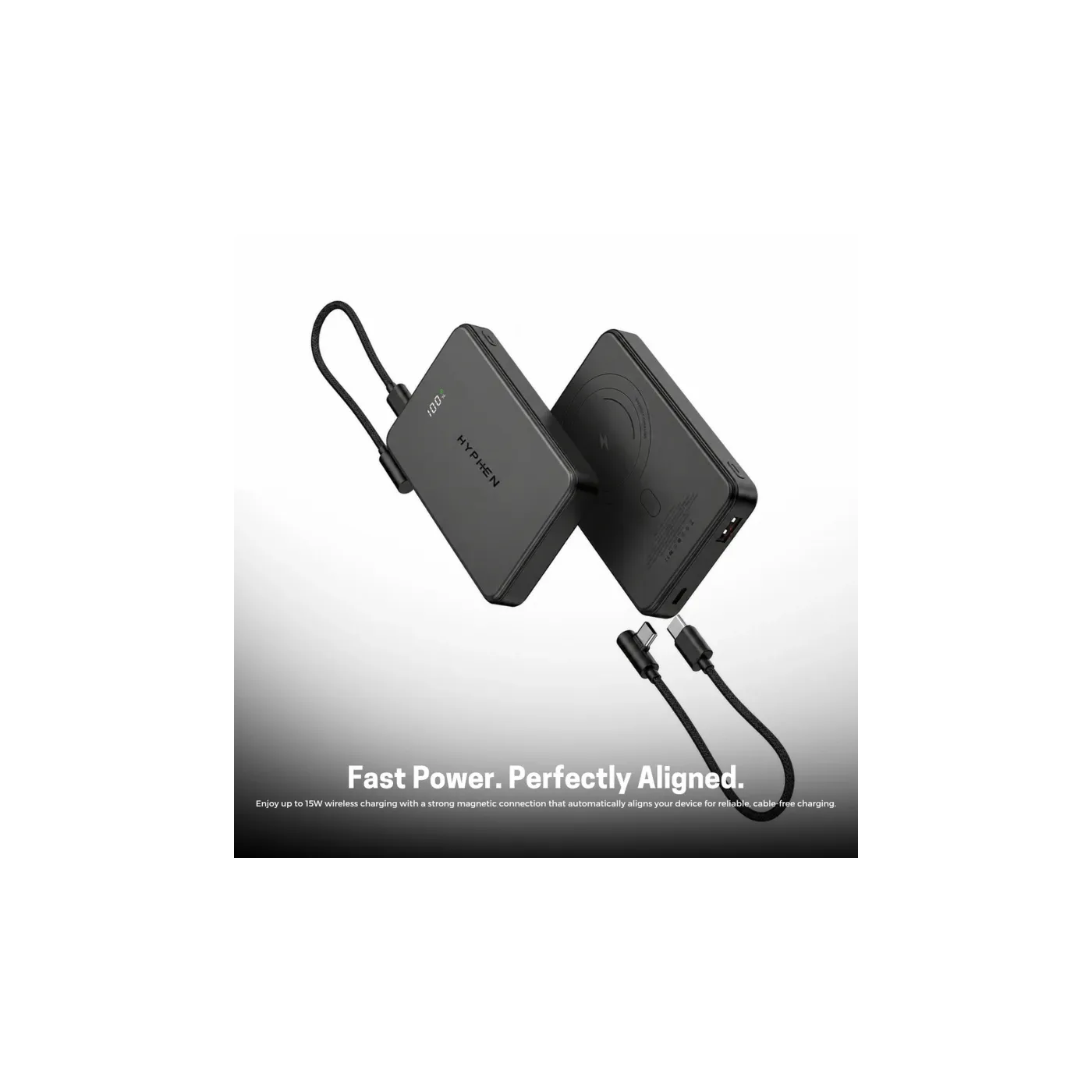 HYPHEN MOWA 2 بطارية متنقلة MagSafe بسعة 10000 mAh - رمادي