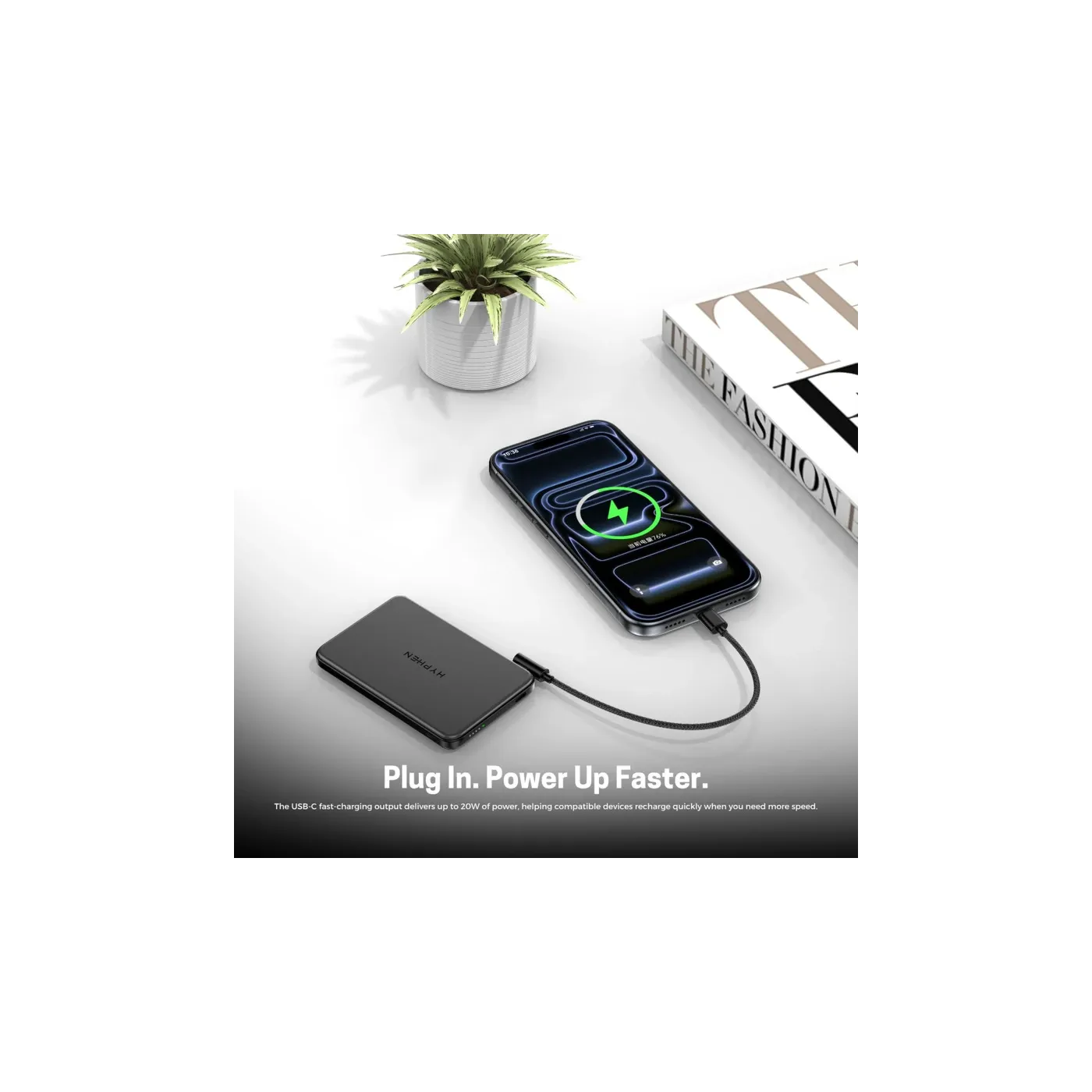HYPHEN MOWA 2 بطارية متنقلة MagSafe بسعة 10000 mAh - رمادي