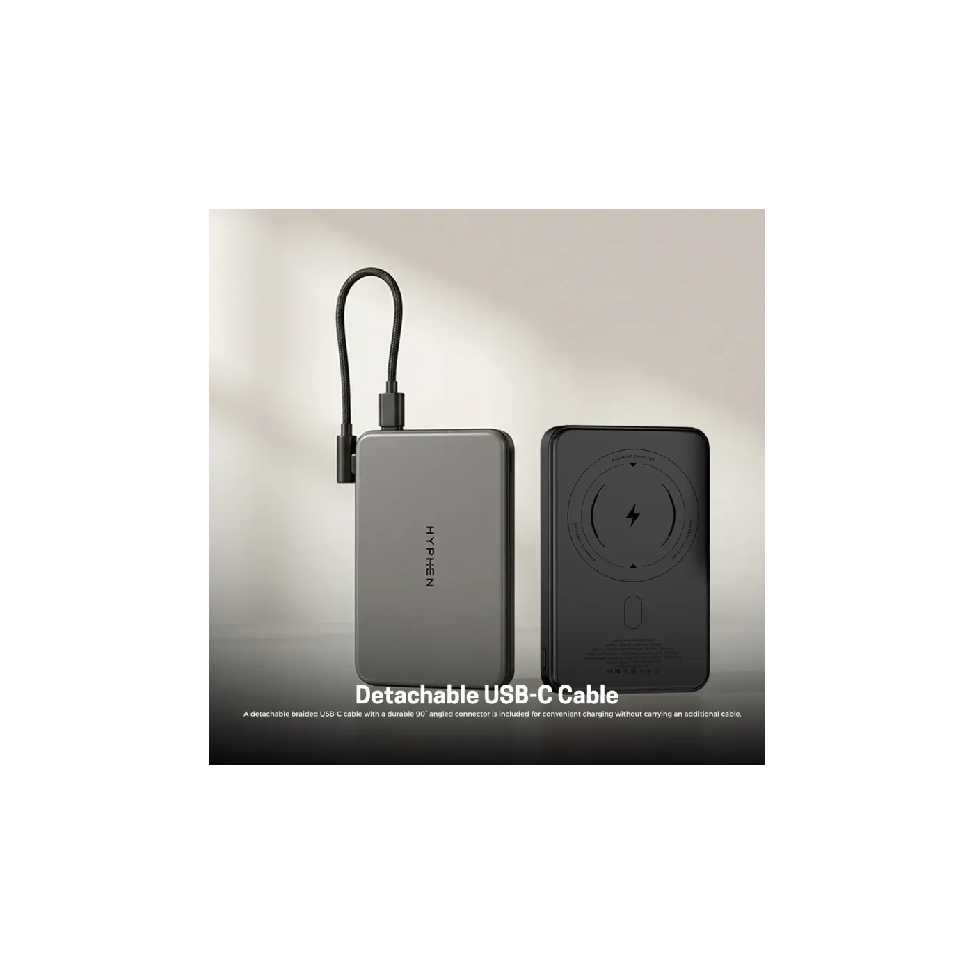 HYPHEN MOWA 2 بطارية متنقلة MagSafe بسعة 10000 mAh - رمادي
