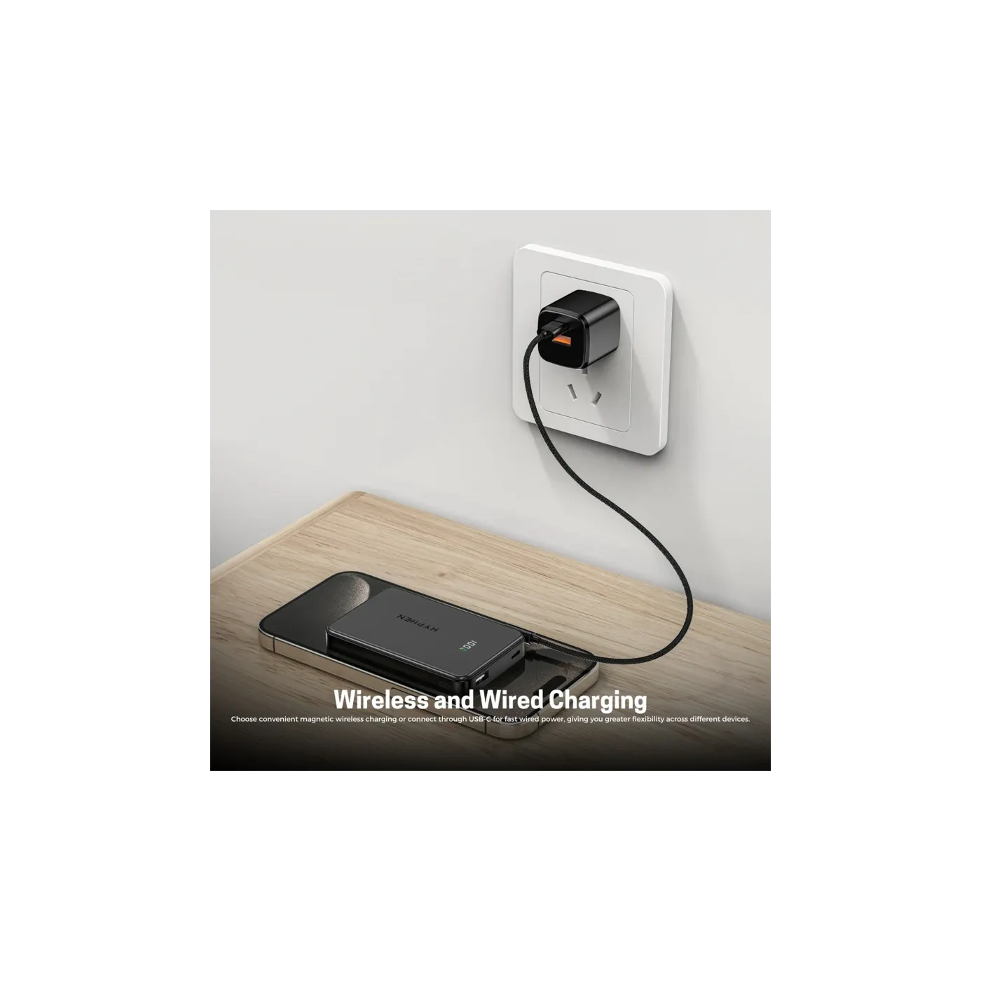 HYPHEN MOWA 2 بطارية متنقلة MagSafe بسعة 10000 mAh - رمادي